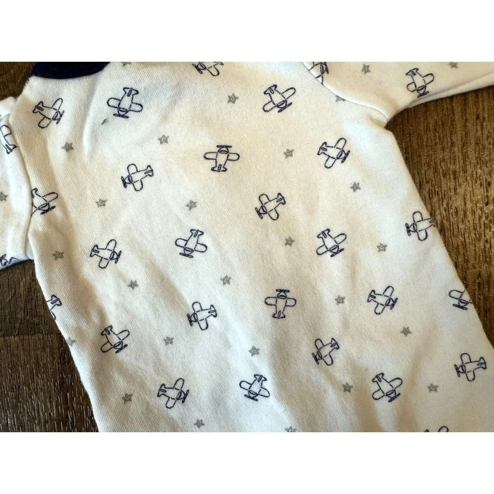 Carters Baby Boy Preemie Outfit One Piece Romper Footless L/S‎ Clothes Airplane